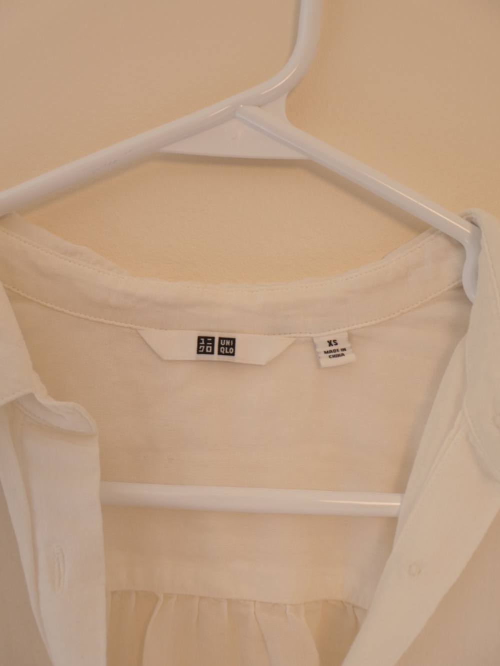Uniqlo Prairie Peasant Blouse Top White Long Sleeve Button Up Flowy Ren Faire XS - Picture 6 of 7